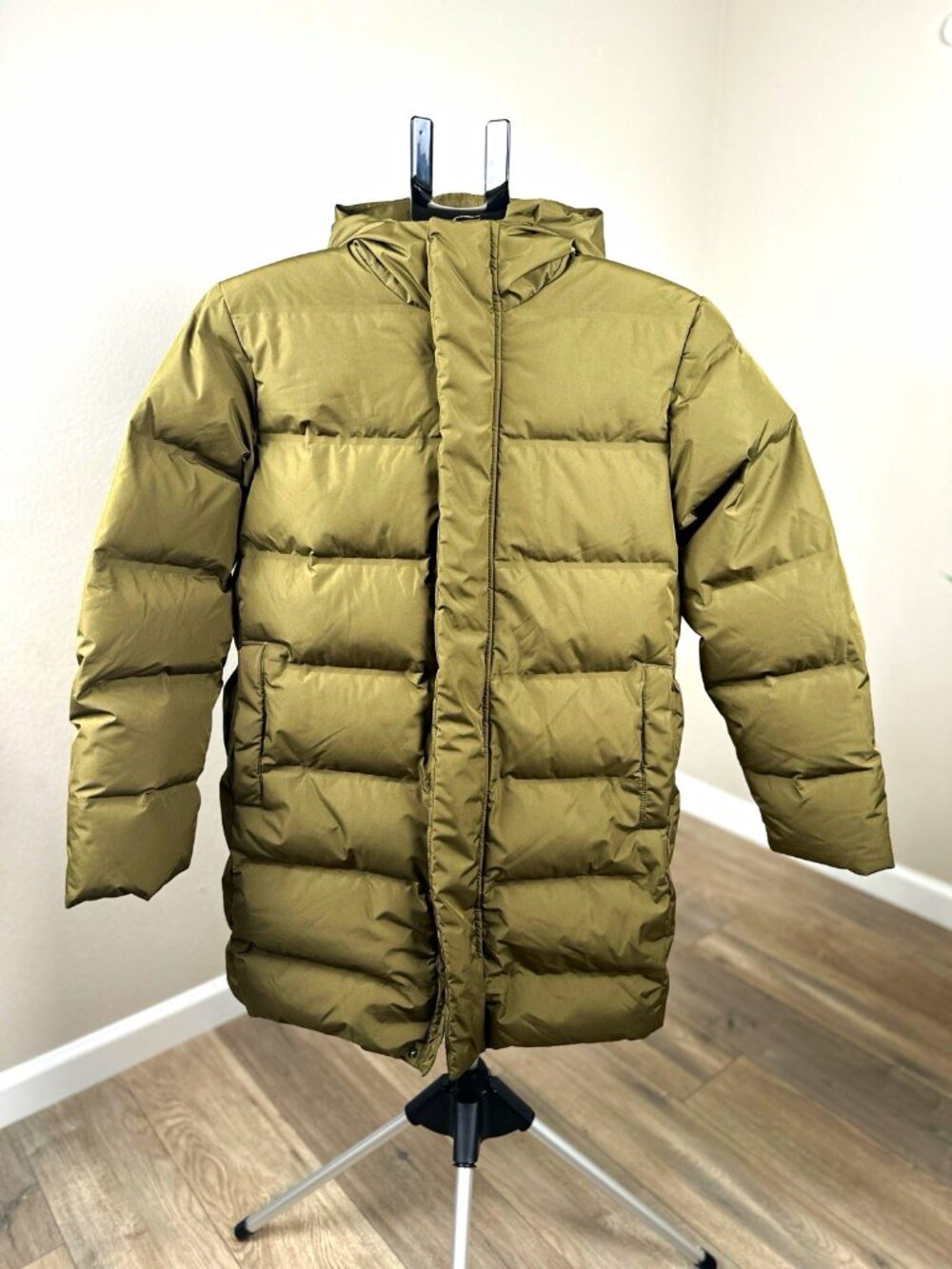 Zara Kids 13-14 164 Olive Green Down Puffer Hooded Long Jacket